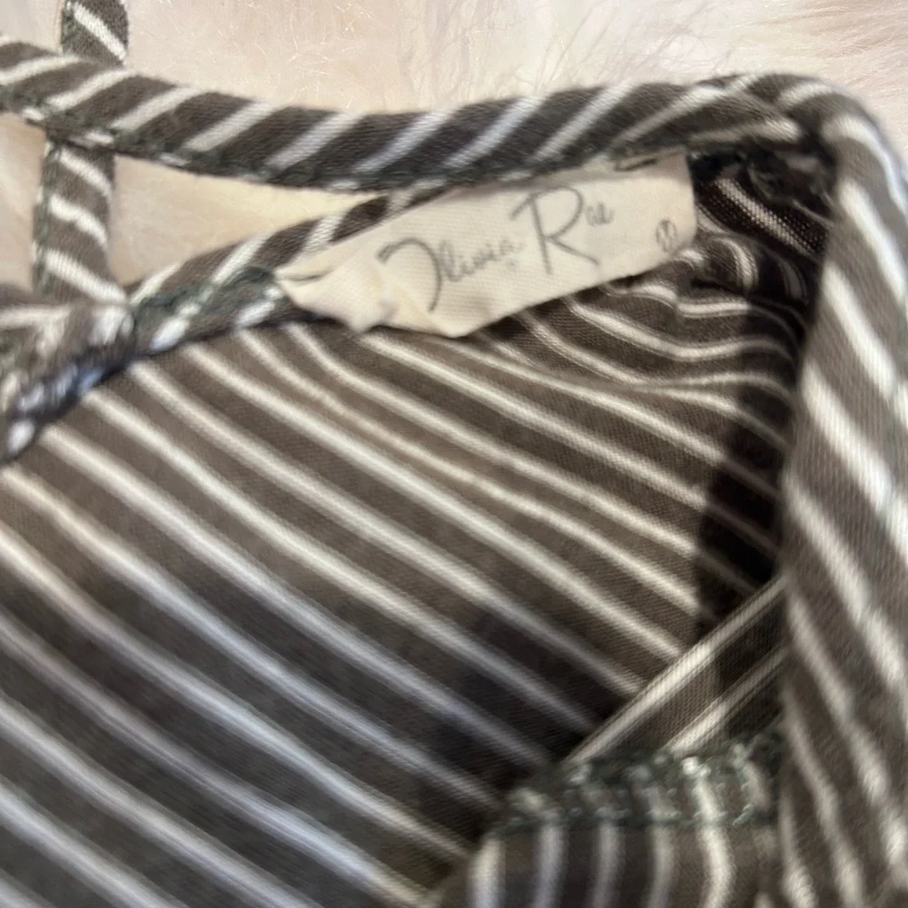 Olivia Rae white striped short-sleeve flowy swing dress.